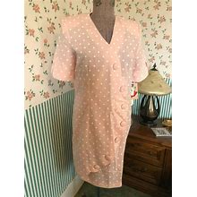 Womans Chel'sea L'td Petite Dress Pink White Polka Dots Vintage $72 14