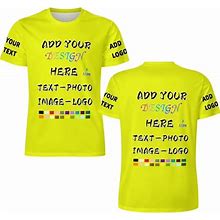 Custom T Shirts Add Your Own Custom Text Name Image Customized T Shirts Front And Back Print Full Printing Color Yellow S