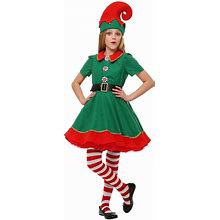 Halloweencostumes.Com Medium Girl Girls Holiday Elf Costume, Red/Green