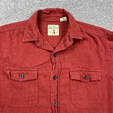 Redhead Shirt Men Medium Red Button Up Chamois Cloth Flannel Heavy Thick Camp DO