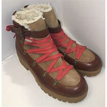Nine West Shoes | Nine West Leather Hiking Shearling Style Boots Leather Upper Size 7m New | Color: Brown | Size: 7