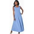 Plus Size Women's Stretch Cotton Crochet-Back Maxi Dress By Jessica London In French Blue (Size 20) Maxi Length