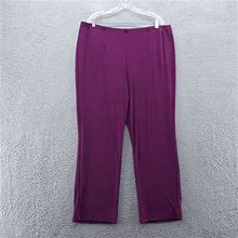 Chicos Womens Travelers Straight Leg Pants3 Size 16 Purple Pull On Stretch