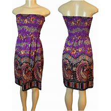 Angie Dresses | Angie Dress Purple Smocked Strapless Multi Floral Paisley | Color: Purple | Size: M