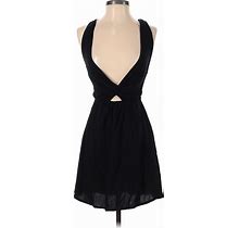 ASOS Casual Dress - Mini V Neck Sleeveless: Black Print Dresses - Women's Size 4