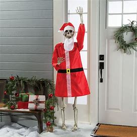 4 Pc Life-Size Posable Skeleton With Santa Outfit Kit