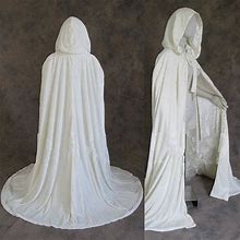 Velvet Halloween Hooded Cloak Wedding Cape Wicca Robe Fancy Dress