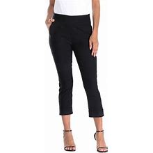Hde Pull On Capri Pants For Women With Pockets Elastic Waist Cropped Pants Black - XXL
