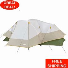 Outdoor Camping Hiking Tent 8-Person 2-Room White Green Dome Tents Family Trip