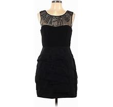BCBGMAXAZRIA Cocktail Dress - Mini Scoop Neck Sleeveless: Black Solid Dresses - Women's Size 10