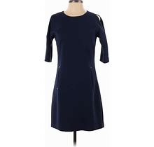 Rachel Roy Casual Dress - Shift Crew Neck 3/4 Sleeves: Blue Print Dresses - New - Women's Size 0