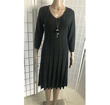 Women's Nine West Small Ink Gray Soft Comfort Fitted Cable Knit Long Dress