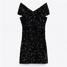 Zara Dresses | Black Sparkly Dress | Color: Black | Size: S