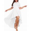 LALAGEN Plus Size Maxi Dress For Women Casual Short Sleeve Ruffle Flowy High Low Summer Long Dress 1X-6X