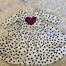 Polka Dot Heart Dress Size 4T - Kids | Color: White | Size: 4T