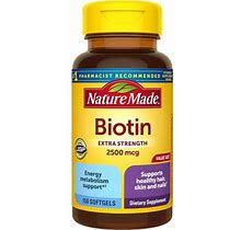 Nature Made Extra Strength Biotin 2500 Mcg, Dietary Supplement For Healthy Hair, Skin & Nail Support, 150 Softgels, 150 Day Supply