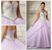 Vizcaya Quinceanera Dress- Lavender-White Like New! | Color: Purple/Silver | Size: Corset-Adjustable M-10-12-14 (Best Estimate)