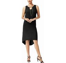 Thalia Sodi Womens Embellished High Low Shift Dress Deep Black M