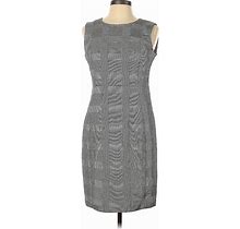 Calvin Klein Casual Dress - Sheath High Neck Sleeveless: Gray Dresses - Women's Size 12 Petite
