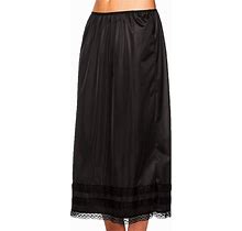 XBTCLXEBCO Women's Solid Color Satin Half Slips Skirt Elastic Waist Lace Trim Long Underskirt For Under Dresses L-XXXL