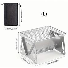 Outdoor Camping BBQ Grill - Stainless Steel Portable Folding Stove - Easy Clean - Wood Fire - Perfect For Outdoor Barbecues,All-New,By Temu