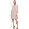 S.L. Fashions Women's Chiffon Tier Jacket Dress With Beaded Neck And Cuffs