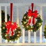 Set Of 3 Cordless Pre-Lit Mini Christmas Wreaths By Brylanehome In Red