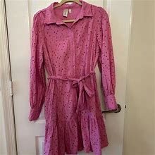Y.A.S. Dresses | Y.A.S. Long Sleeve Pink Eyelet Dress | Color: Pink | Size: M