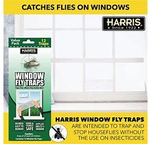 Harris Indoor Window Fly Trap, 12 Pack Clear Sticky Strips Kills Flies