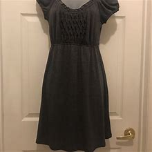 Gray Knit Empire Waist Tie Back Knee Length Dress | Color: Gray | Size: M