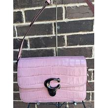 $495 Coach Studio Shoulder Bag Crocodile Embossed Leather C6640 Pink