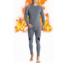 Runhit Mens Thermal Underwear Set:Fleece Lined Long Johns For Men Thermal Shirts