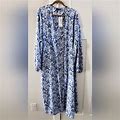 Boohoo Dresses | Boohoo Duster Blue And White Paisley Print Size 2X | Color: Blue/White | Size: 2X