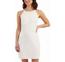 Bcx Dresses | Bcx Junior's Scalloped Low Back Bodycon Dress White Size Large | Color: White | Size: Large