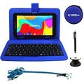 7" Quad Core 2GB RAM 32GB Storage Android 12 Tablet With Blue Leather Keyboard/ Earphones/ Pop Holder And Pen Stylus", Blue
