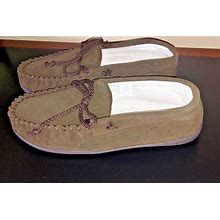 Healthrite By Haband Moccasins Men's Brown Suede Lounge Slippers Sz 10D