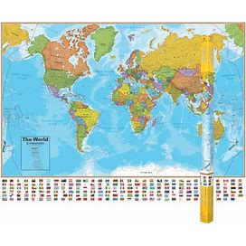 Blue Ocean Series World Laminated Wall Map, 38" X 51"
