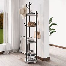 Rotary Coat Rack Freestanding Metal Coat Hall Tree Stand With 4 Tiers Storage Di