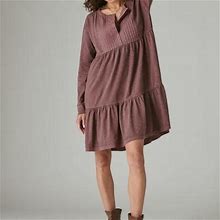 Lucky Brand Pintuck Tiered Knit Henley Dress - Women's Clothing Dresses In Huckleberry, Size XS