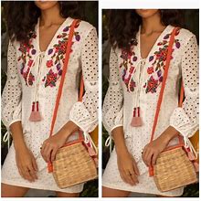 Patbo Dresses | Patbo Embroidered Eyelet Mini Dress | Color: Red/White | Size: Xl