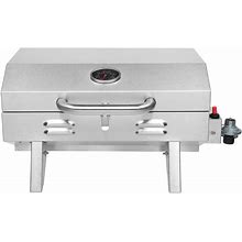 ROVSUN Portable Propane Gas Grill 12,000BTU, Tabletop Outdoor Cooking Grill For Picnic Camping RV Tailgating Patio Garden BBQ, Stainless Steel
