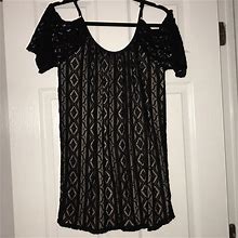 Express Dresses | Express Black Lace Dress Size Xs | Color: Black/Tan | Size: Xs