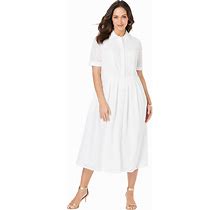 Plus Size Women's Eyelet Shirt Dress By Jessica London In White (Size 20 W)