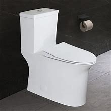 Wonchael WK023 Elongated One Piece Tall Toilet 3-In Dual Flush 1.1/1.6 GPF 18.5 Inches Comfortable Tall Bowl UF Soft Closing Seat,White 12"Rough-In