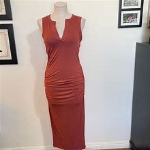 Venus Dresses | Venus V-Neck Ruched Sides Dress | Color: Brown | Size: S