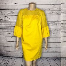 Eloquii Dresses | Draper James Eloquii 18 Bright Yellow Floral Lace Keyhole Bell Sleeve Dress | Color: Yellow | Size: 18