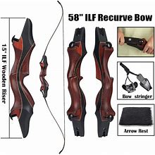 Archery 58" ILF Bow 20-50Lb Recurve Bow 15" Wooden Riser & Arrow Rest & Stringer