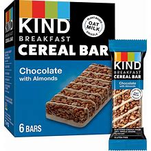 KIND Breakfast Cereal Bars, Gluten Free Snacks, Chocolate With Almonds, 9.3Oz Box (6 Bars)