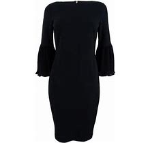 Calvin Klein Women's Pleated Bell-Sleeve Dress (2, Black)