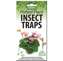 Harris Potted Plant Insect Traps For Gnats, Aphids, Whiteflies And More (30 Traps, 7 Stakes)